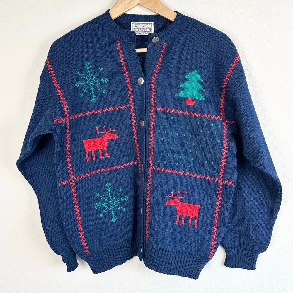 Pendleton Women's Vintage Wool Christmas Holiday Cardigan Sweater Medium EUC